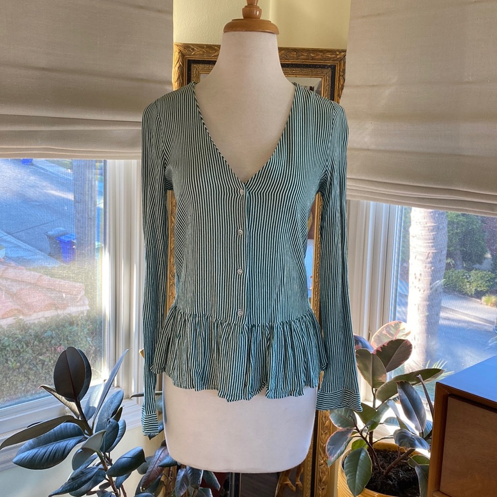 Green and White Striped Shirt